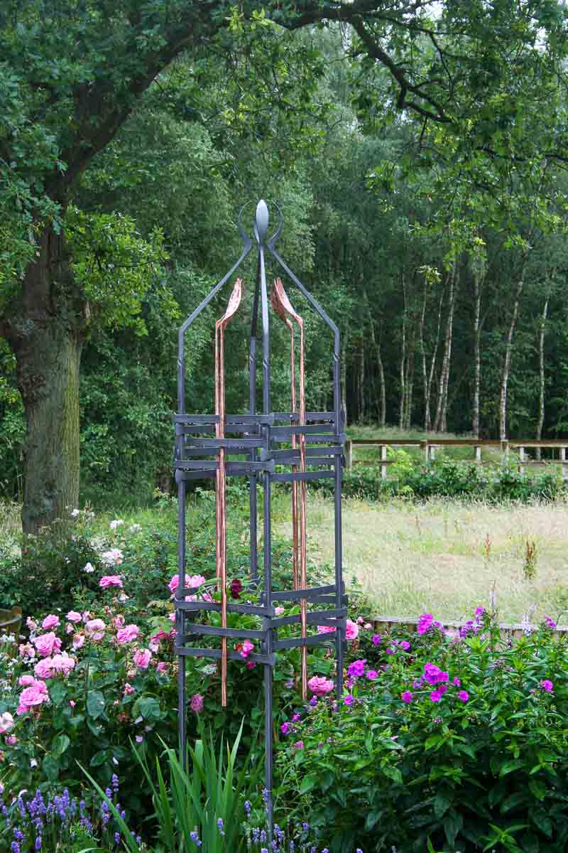 Steel and Copper Garden Obelisk